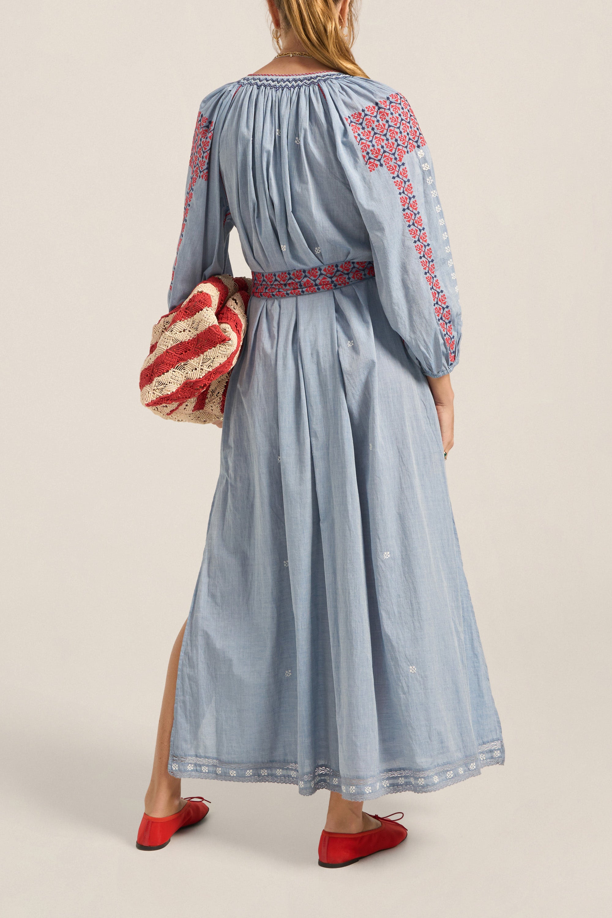 ILIO NEMA Parnassus Blue Chambray Caftan BACK