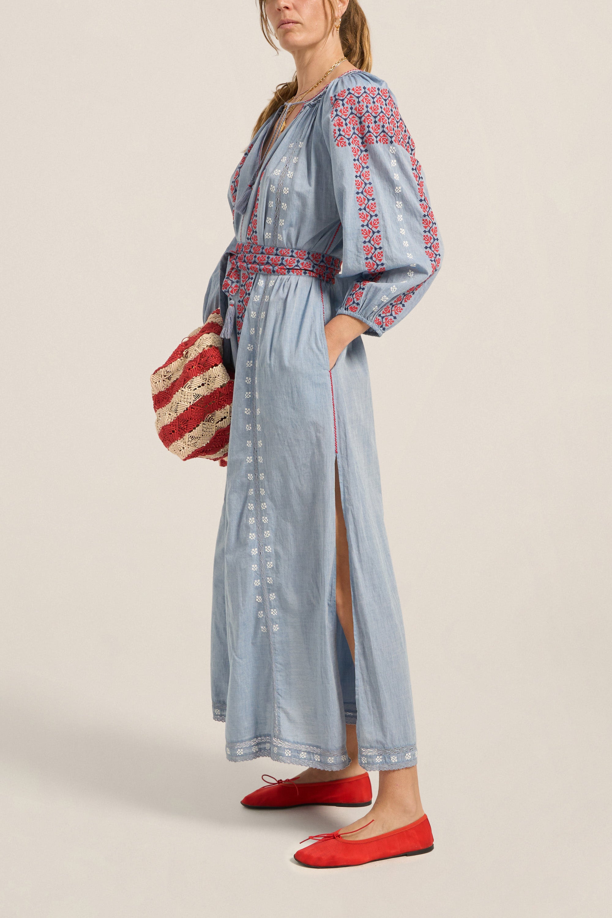 ILIO NEMA Parnassus Blue Chambray Caftan