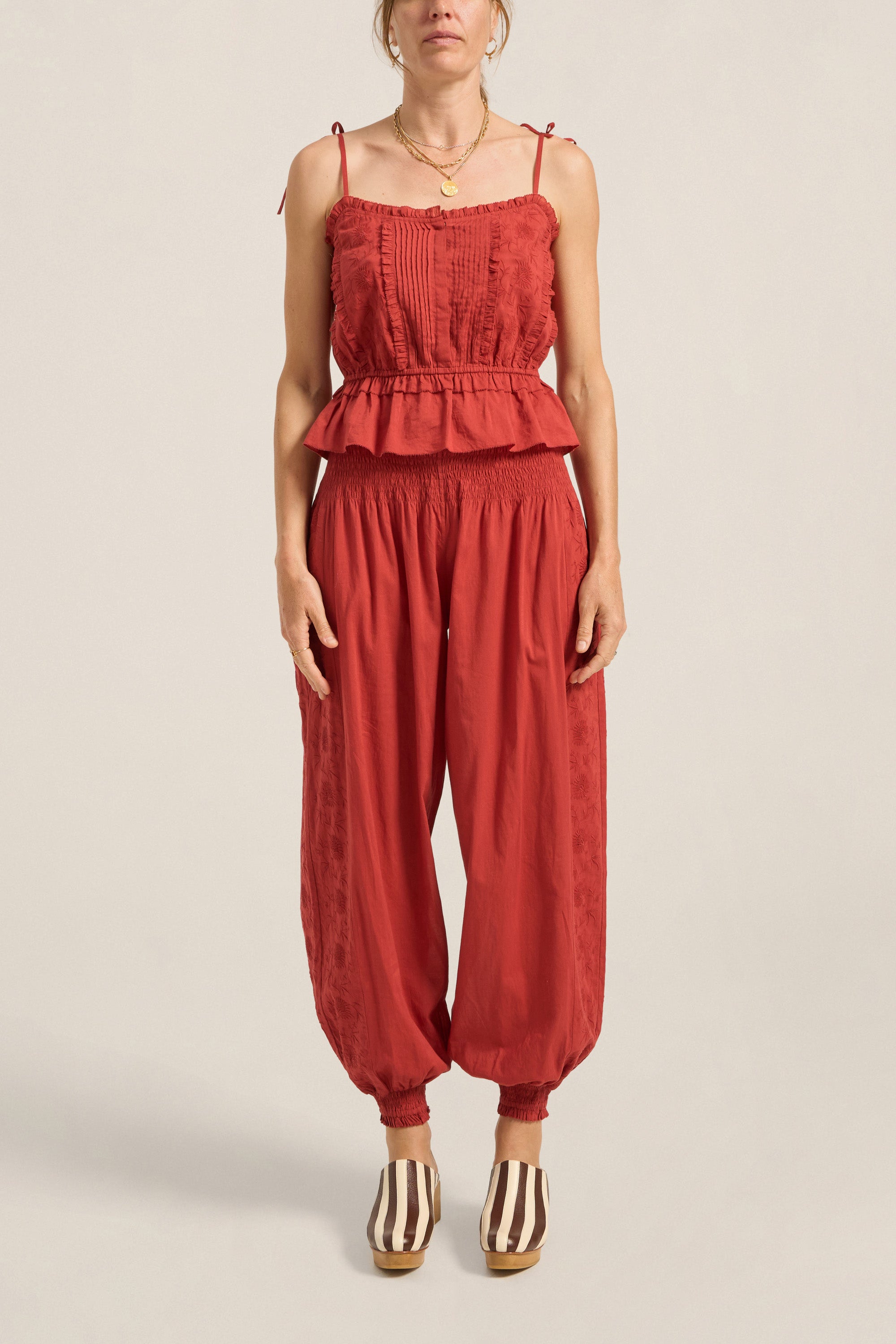 ILIO NEMA Freya Red Cotton Voile Cami