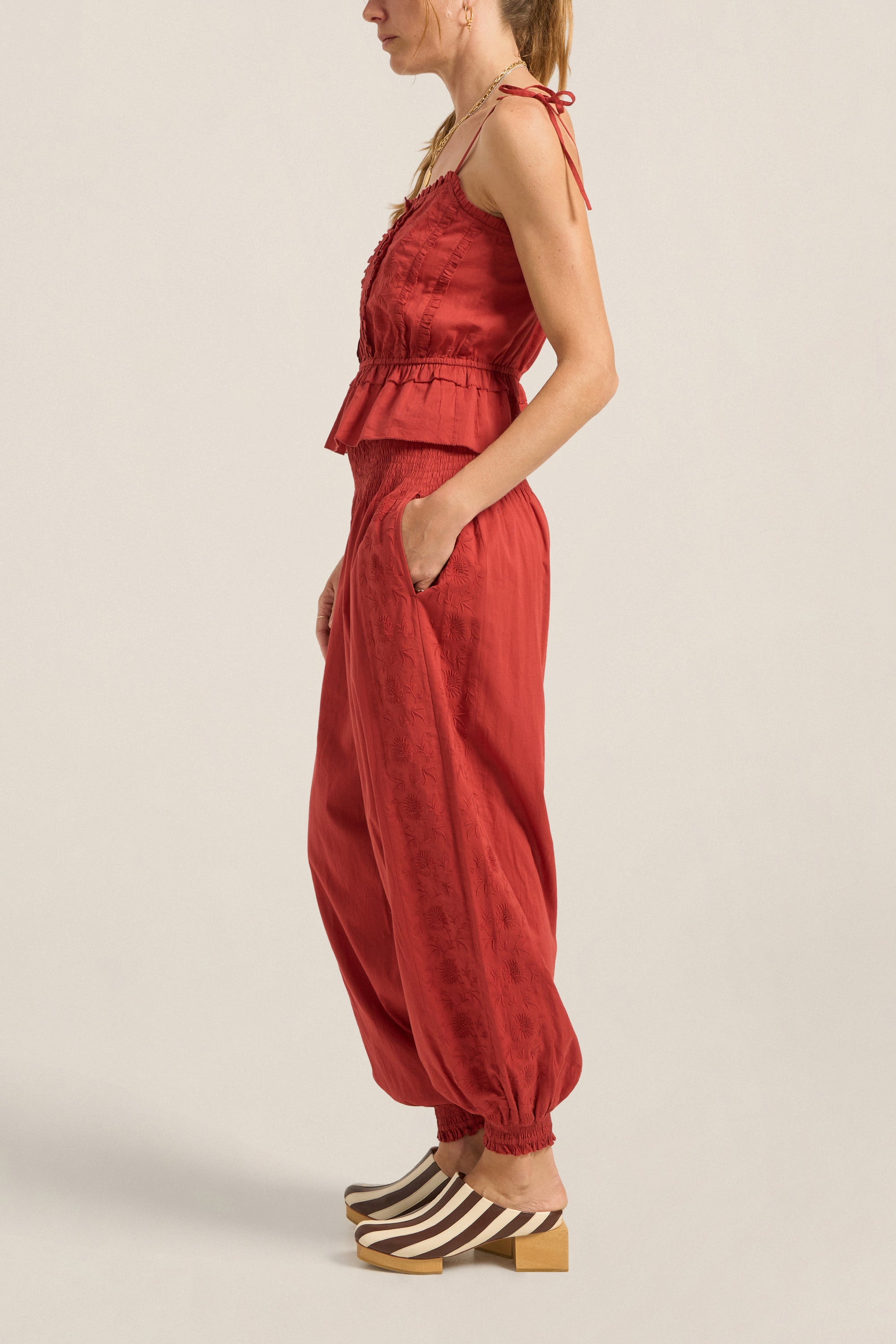 ILIO NEMA Freya Red Cotton Voile Cami