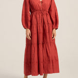 ILIO NEMA Axine Red Cotton Voile Dress FRONT