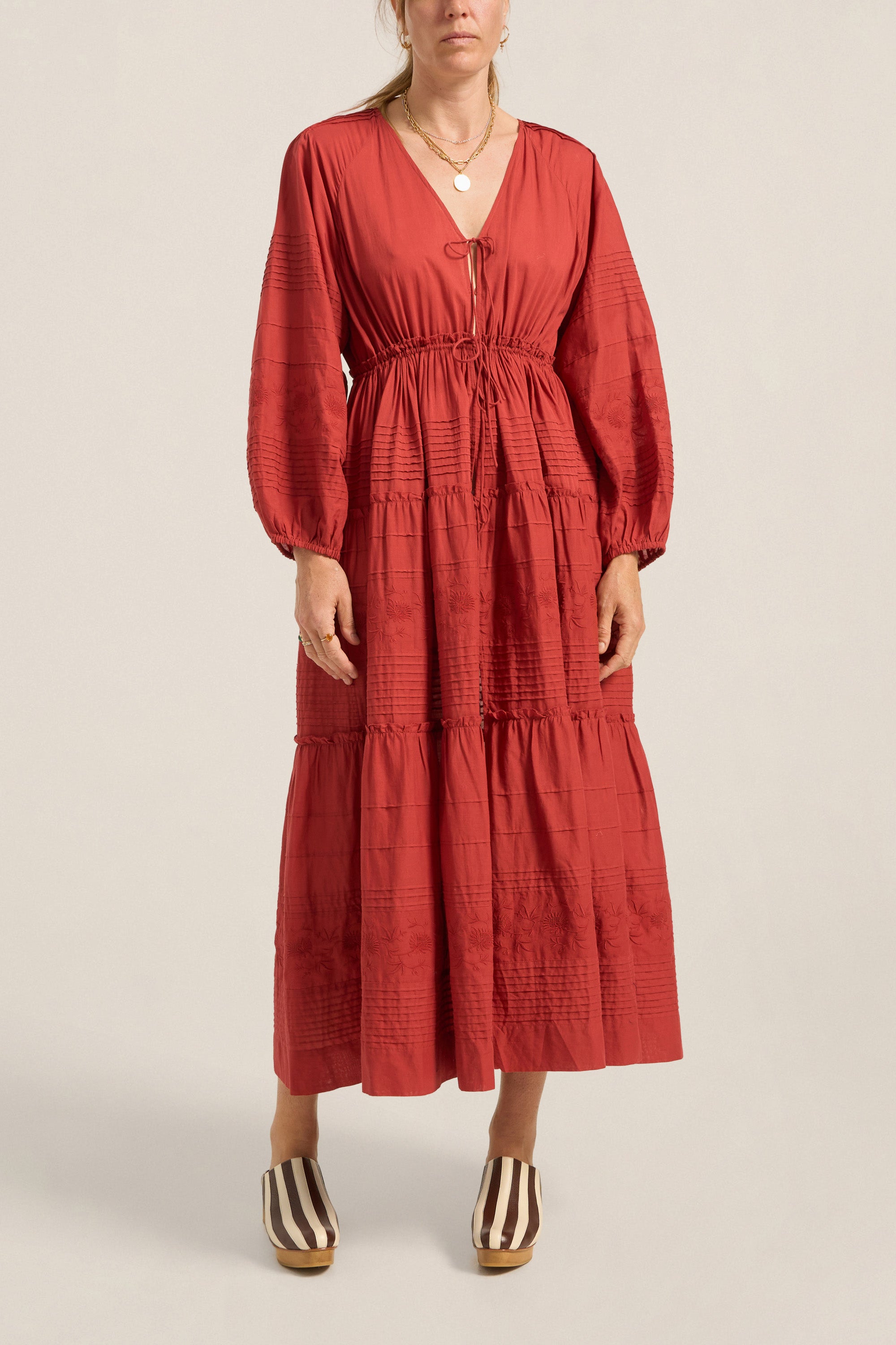 ILIO NEMA Axine Red Cotton Voile Dress FRONT