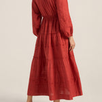 ILIO NEMA Axine Red Cotton Voile Dress BACK