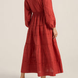 ILIO NEMA Axine Red Cotton Voile Dress BACK