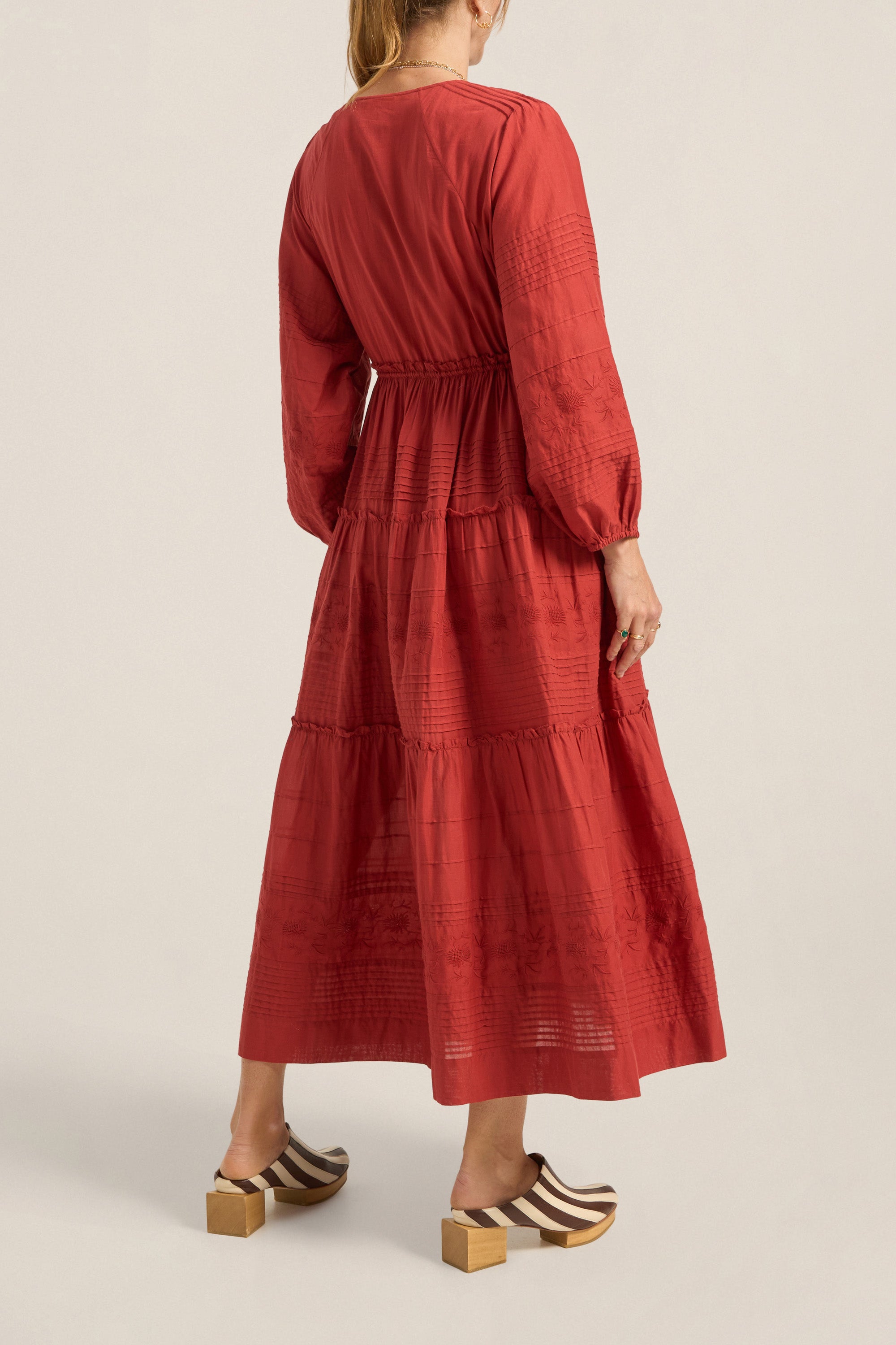 ILIO NEMA Axine Red Cotton Voile Dress BACK