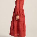ILIO NEMA Axine Red Cotton Voile Dress SIDE
