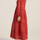 ILIO NEMA Axine Red Cotton Voile Dress SIDE