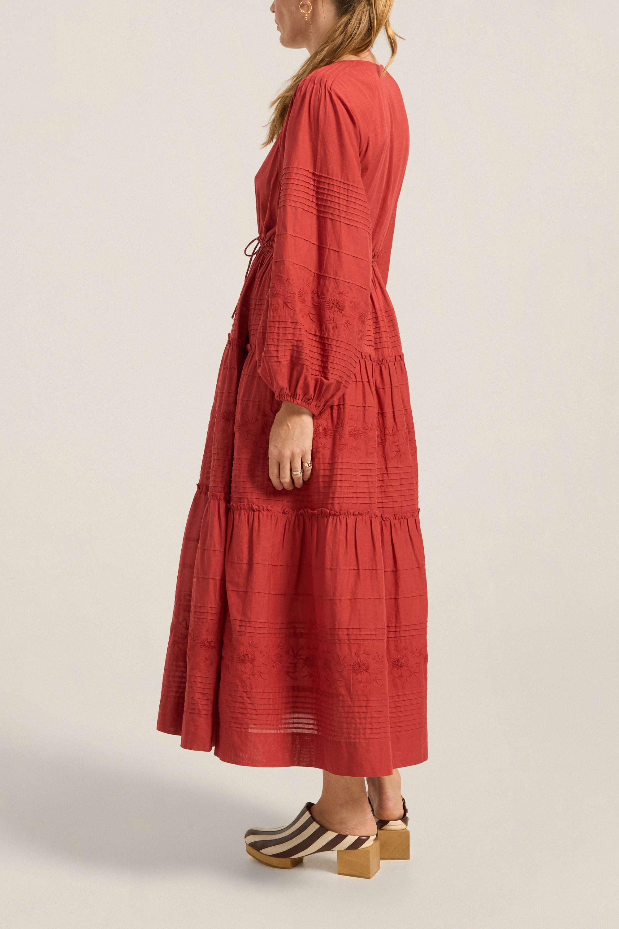 ILIO NEMA Axine Red Cotton Voile Dress SIDE