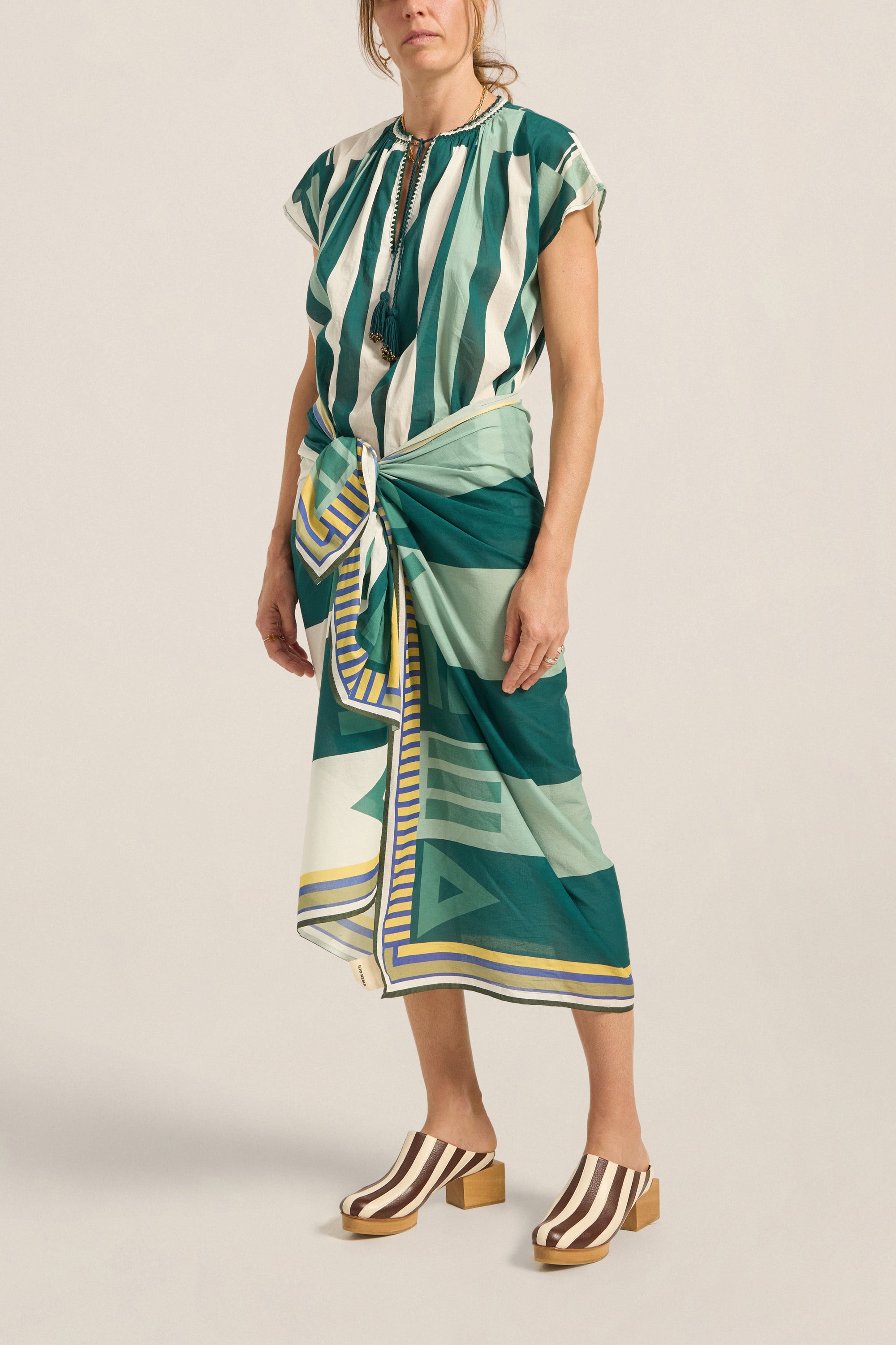 ILIO NEMA Ossa Green Sarong Voile Top