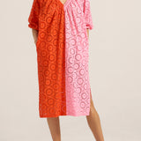 Atli Red & Pink Eyelet Dress