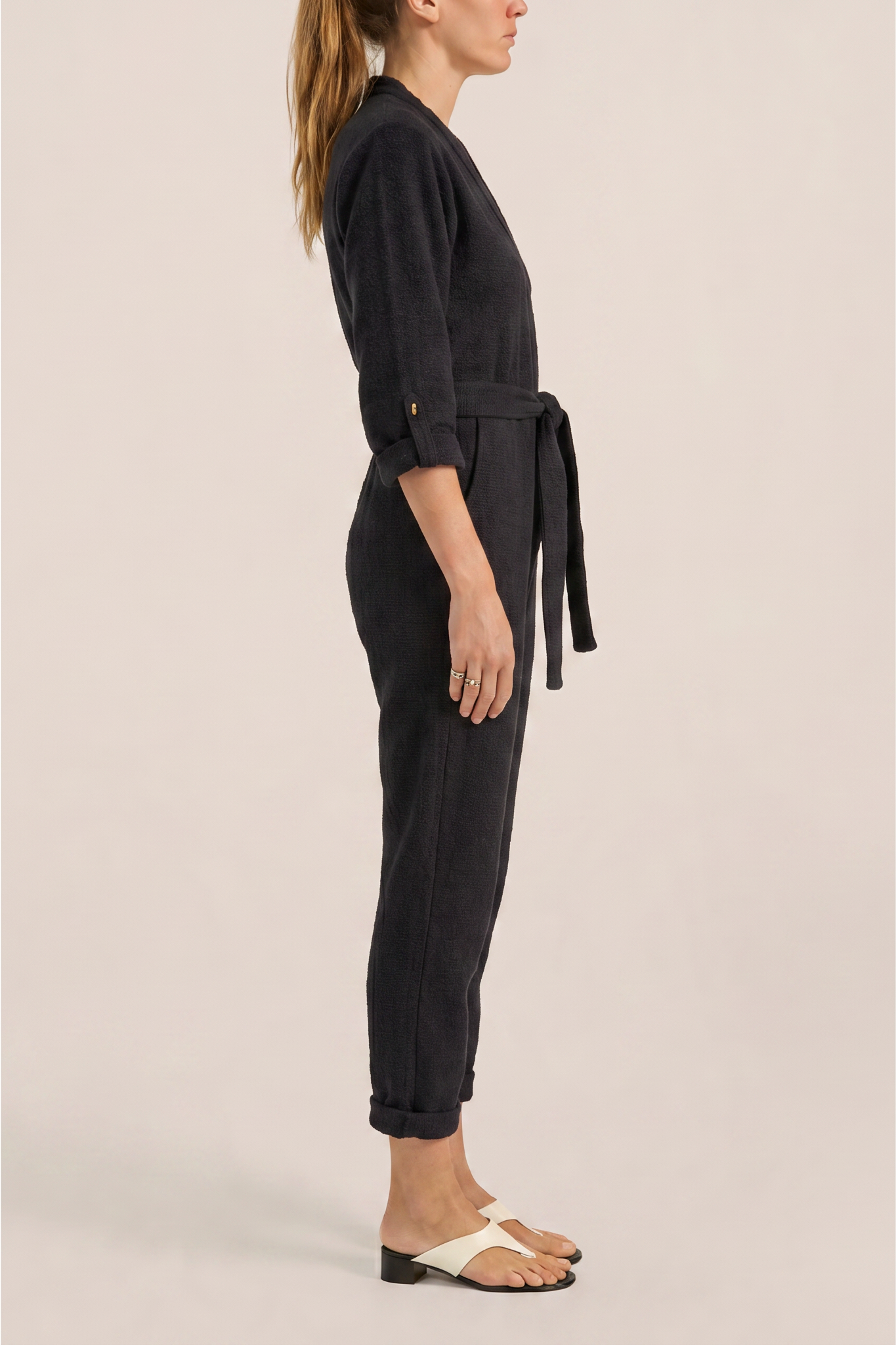 ILIO NEMA Pan Black Boucle Jumpsuit SIDE
