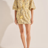 Peithos Yellow Batik Print Dress