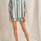 Sample - Cronos Green Cyprus Stripe Oversized Shirt