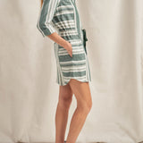 Leto Green Cyprus Stripe Shirtdress