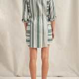 Leto Green Cyprus Stripe Shirtdress