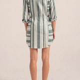 ILIO NEMA Leto Green Cyprus Stripe Shirtdress BACK