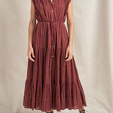 Rhea Mahogany Sleeveless Maxi Dress