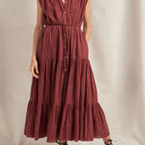 Rhea Mahogany Sleeveless Maxi Dress