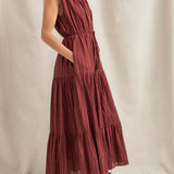 Rhea Mahogany Sleeveless Maxi Dress