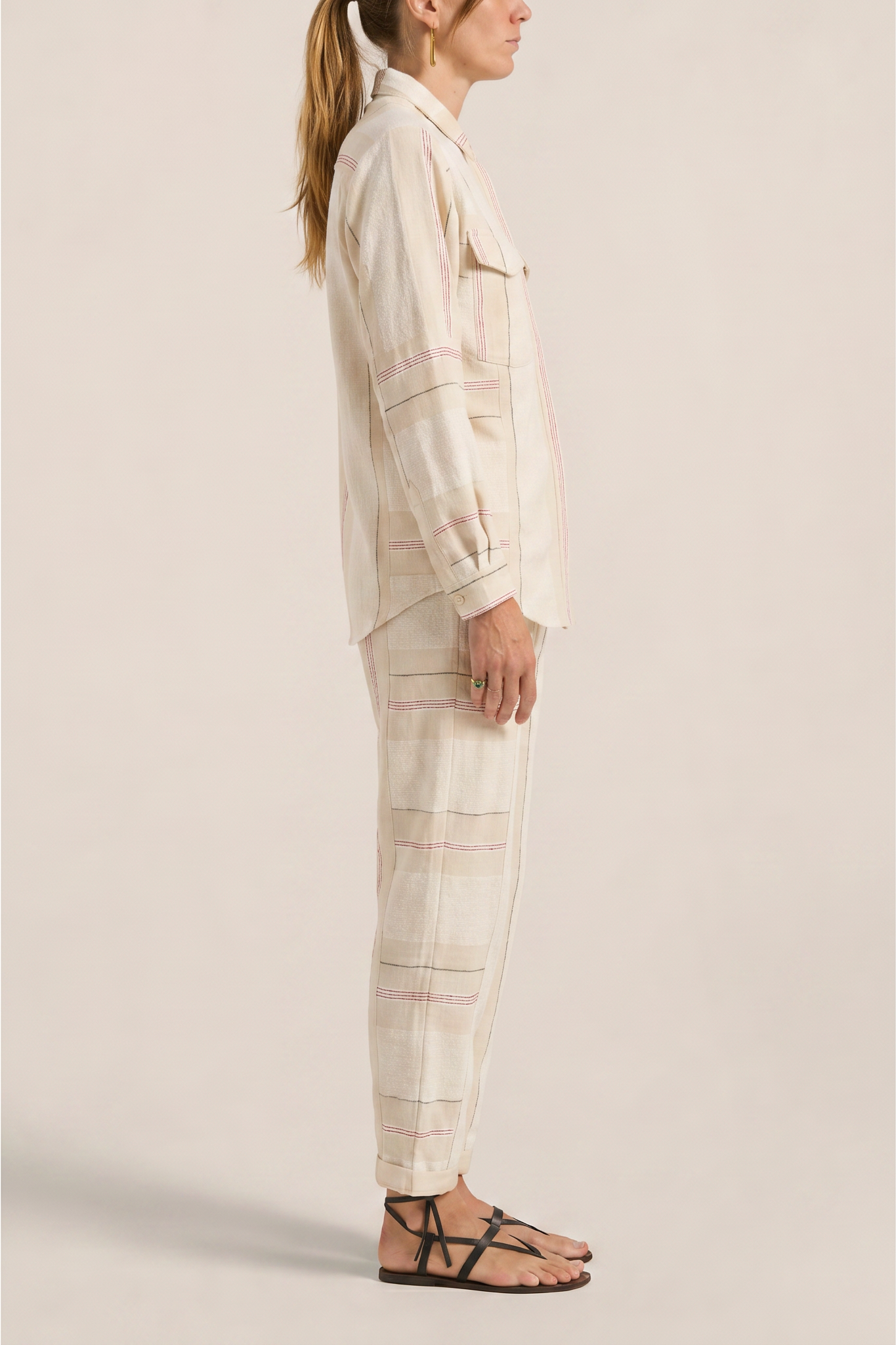 ILIO NEMA Paris Cream Boucle Stripe Shirt SIDE