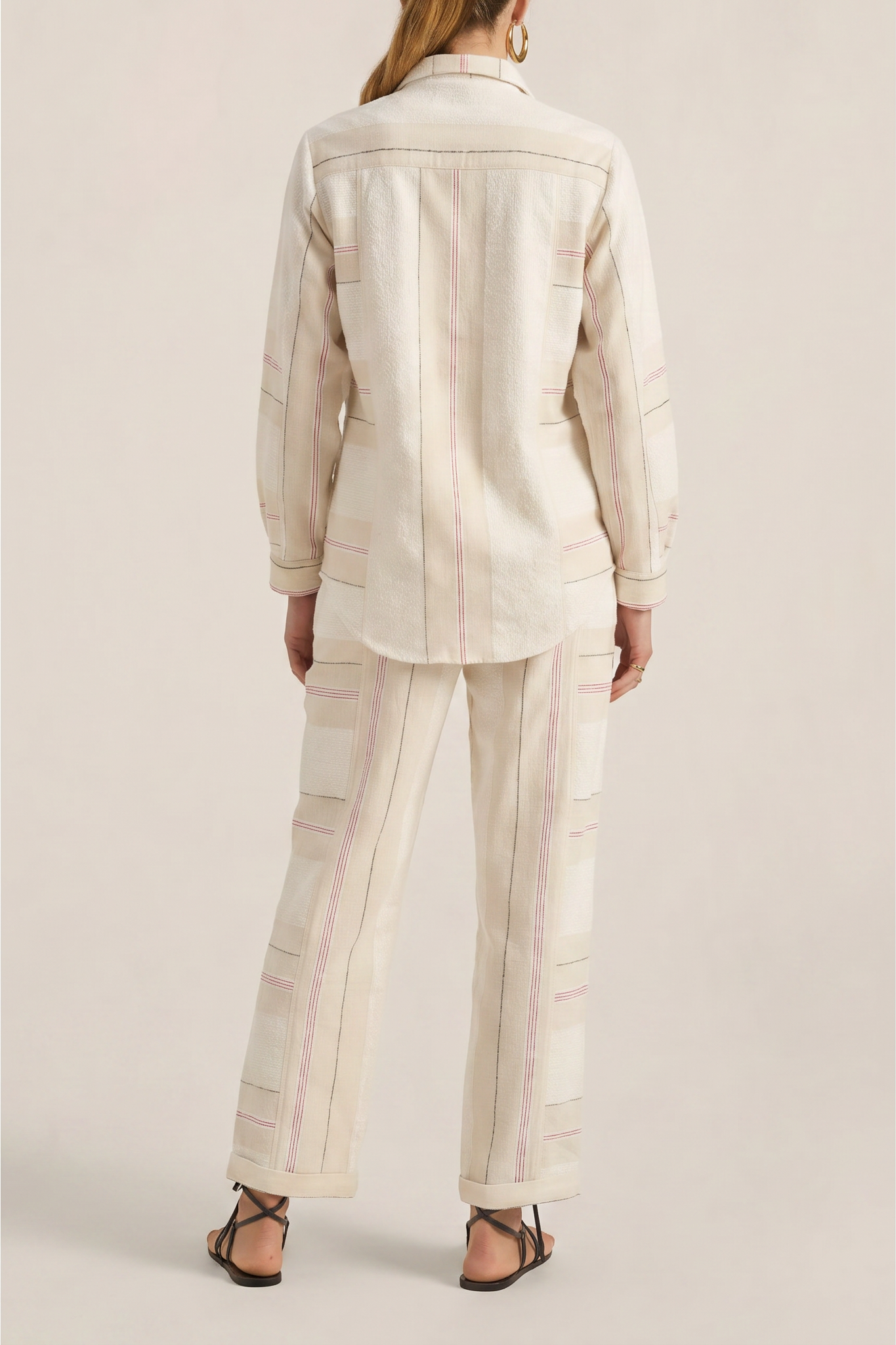 ILIO NEMA Paris Cream Boucle Stripe Shirt BACK