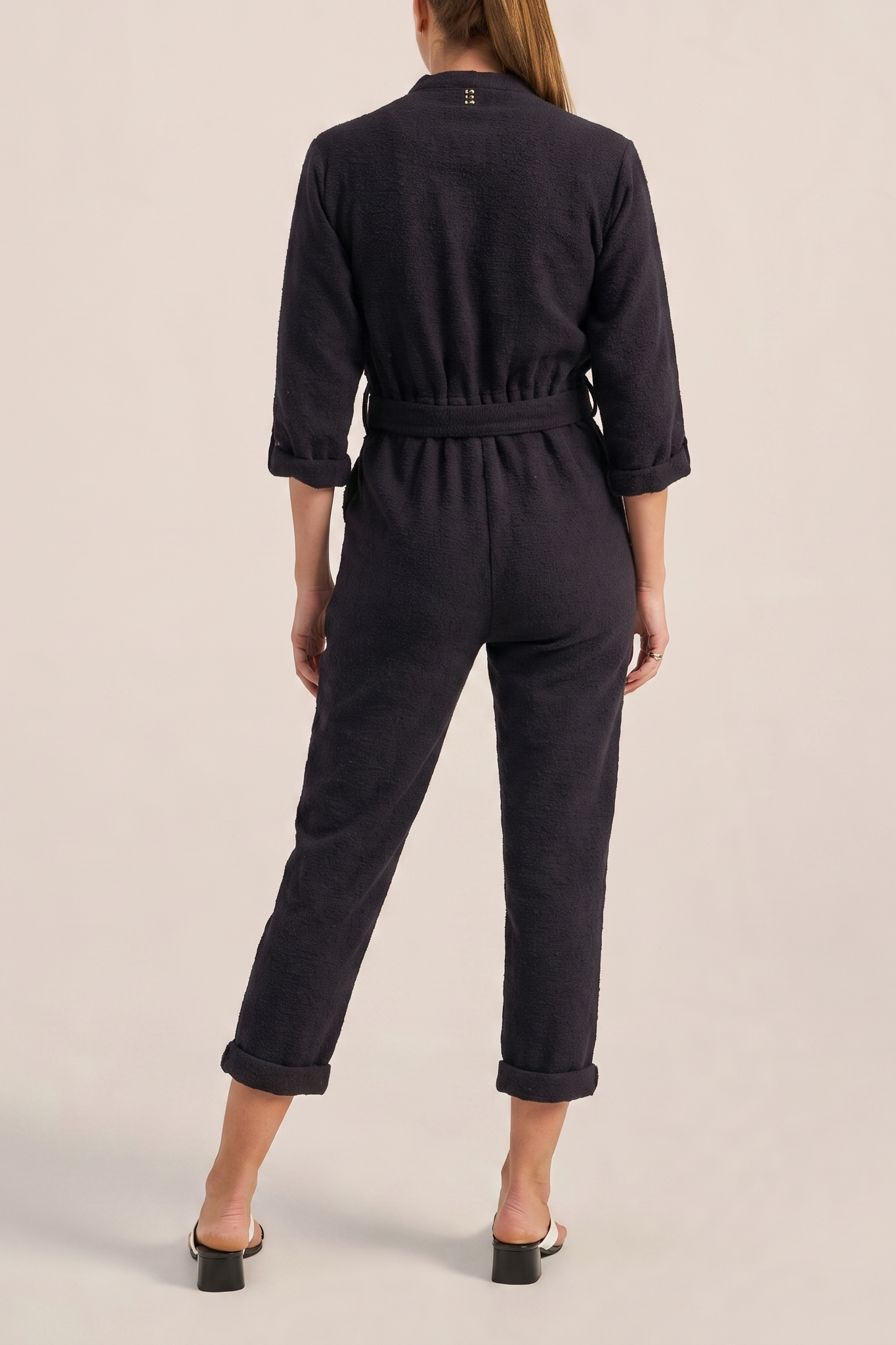ILIO NEMA Pan Black Boucle Jumpsuit BACK