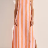 Sample - Dione Xora Stripe Strapless Dress Size L