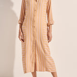 Ajax Camel Stripe Shirtdress