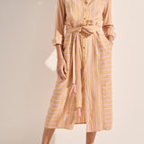 Ajax Camel Stripe Shirtdress