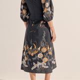 Semele Navy Batik Print Midi Dress