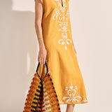 Phanes Golden Yellow Applique Caftan