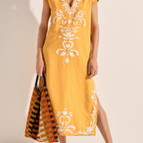 Phanes Golden Yellow Applique Caftan