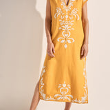 Phanes Golden Yellow Applique Caftan