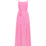 Ammon Pink & Red Eyelet Dress