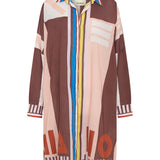 PRE-ORDER Artemis Pink & Brown Sarong Shirtdress