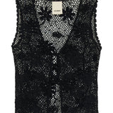 PRE-ORDER Flora Black Crochet Vest