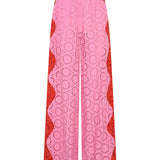 Belus Red & Pink Eyelet Pants