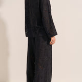 Bacchus Black Eyelet Linen Shirt