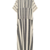Castor Black and White Broken Stripe Caftan