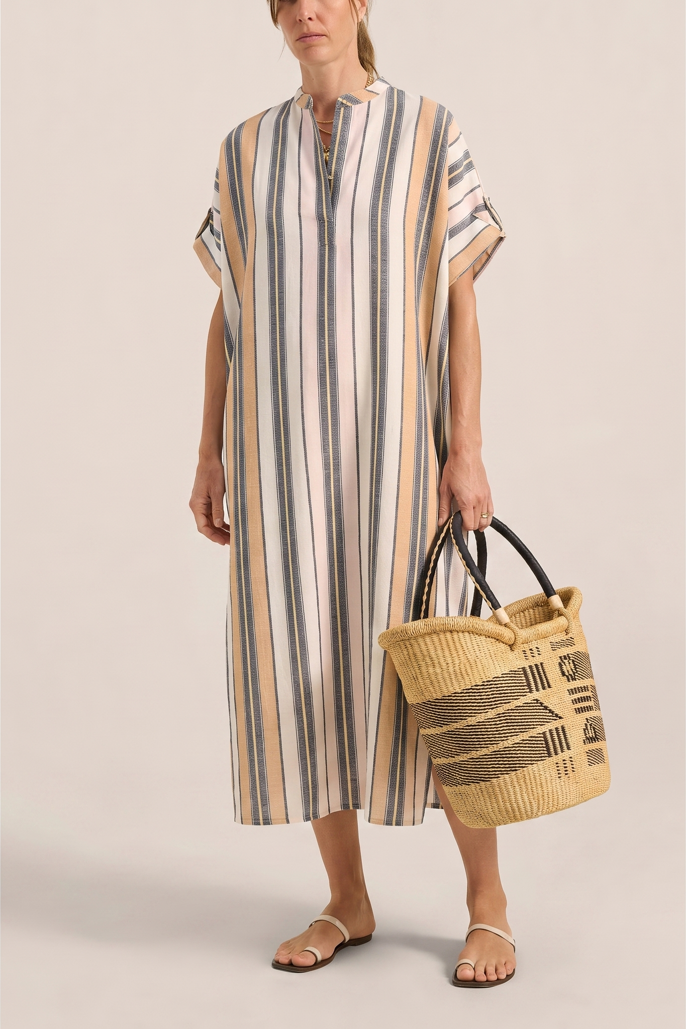 ILIO NEMA Castor Blue Fez Stripe Caftan