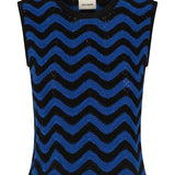 Cynthia Blue & Black Wave Hand Crochet Top