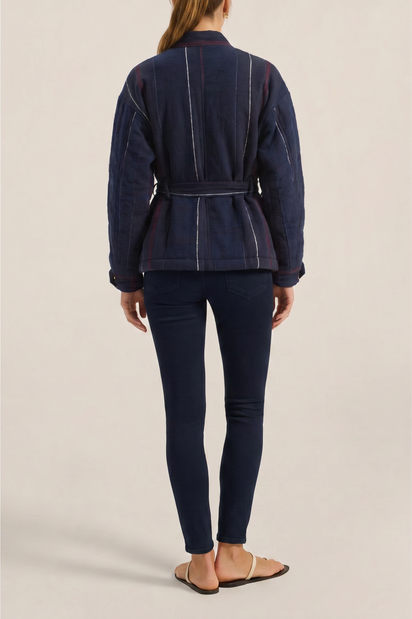 ILIO NEMA Apollo Boucle Stripe Quilted Kimono Jacket BACK