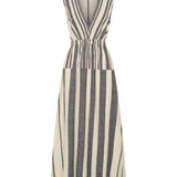 Eirene Black and White Broken Stripe Dress