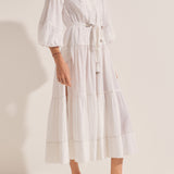 Sample - Helios White Lurex Dobby Dress