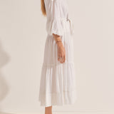 Sample - Helios White Lurex Dobby Dress