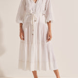 Sample - Helios White Lurex Dobby Dress