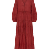 ILIO NEMA Axine Red Cotton Voile Dress GHOST
