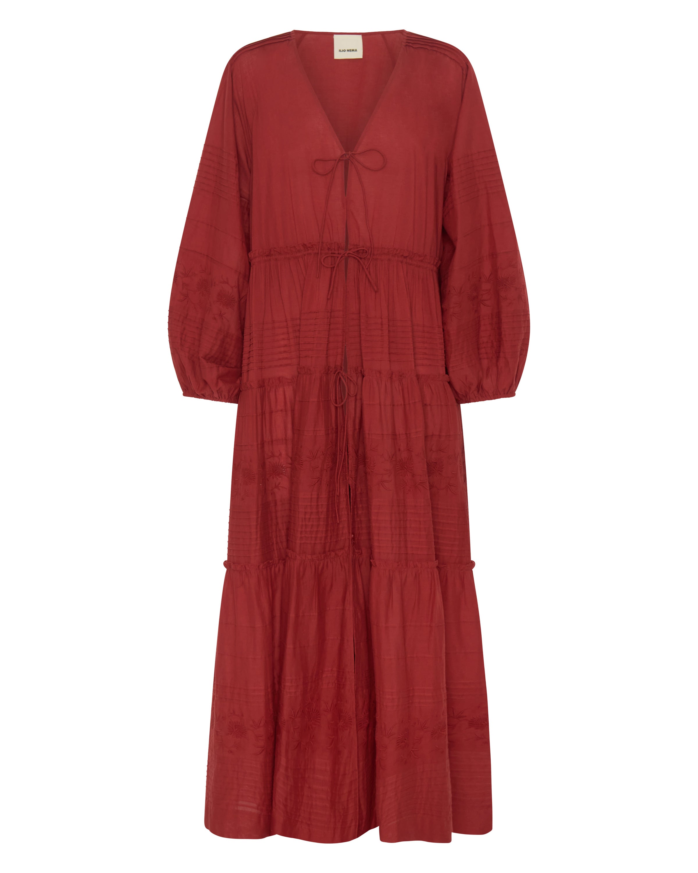 ILIO NEMA Axine Red Cotton Voile Dress GHOST