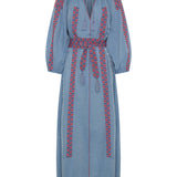 ILIO NEMA Parnassus Blue Chambray Caftan GHOST