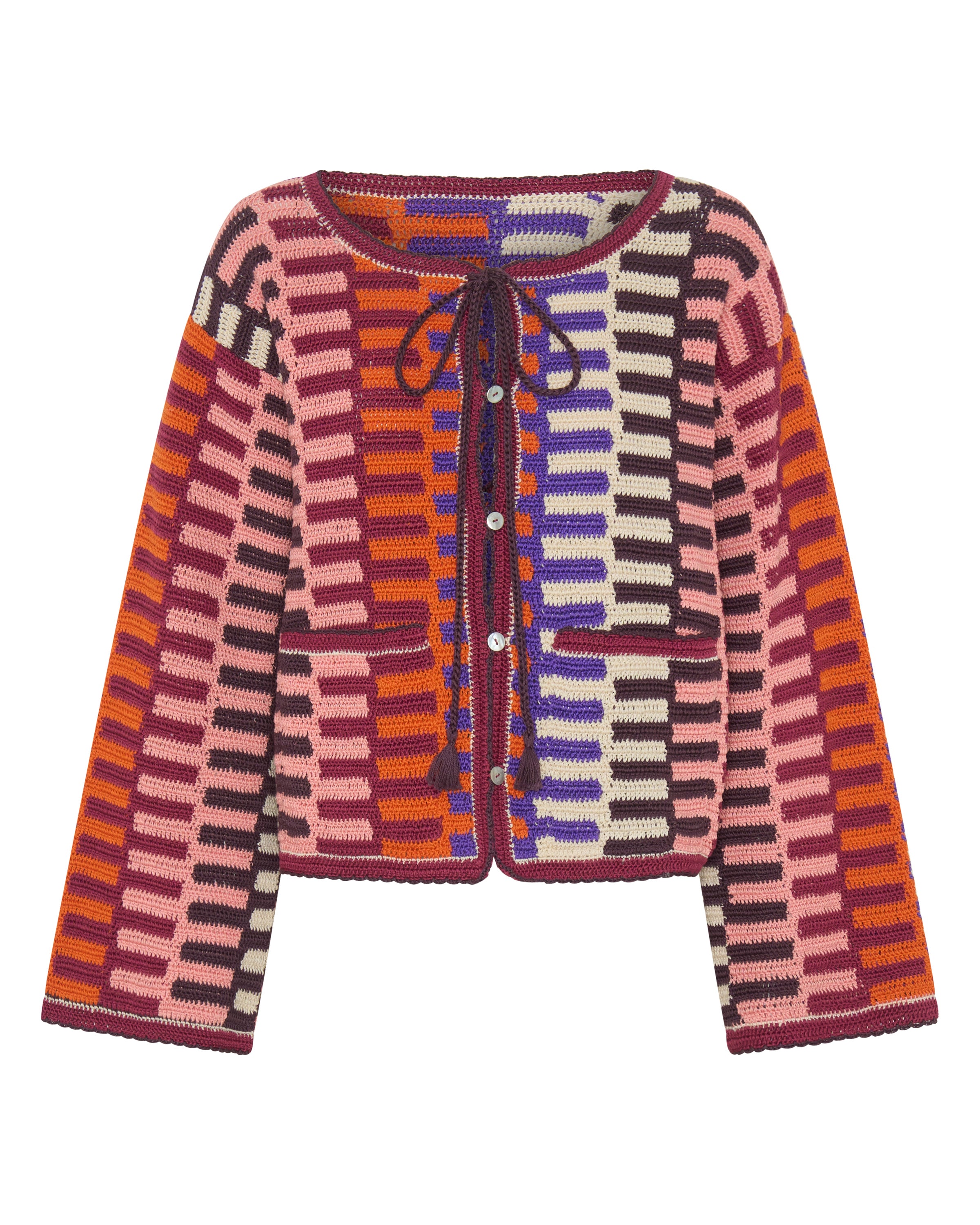 ILIO NEMA Carthage Multi Crochet Cardigan ghost
